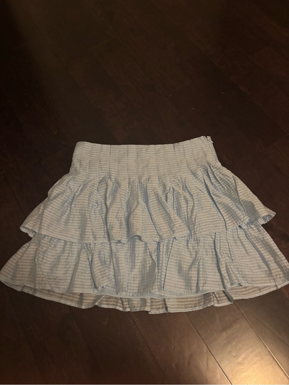 Francesca's Collections Light Blue Tiered Ruffle Mini Skirt